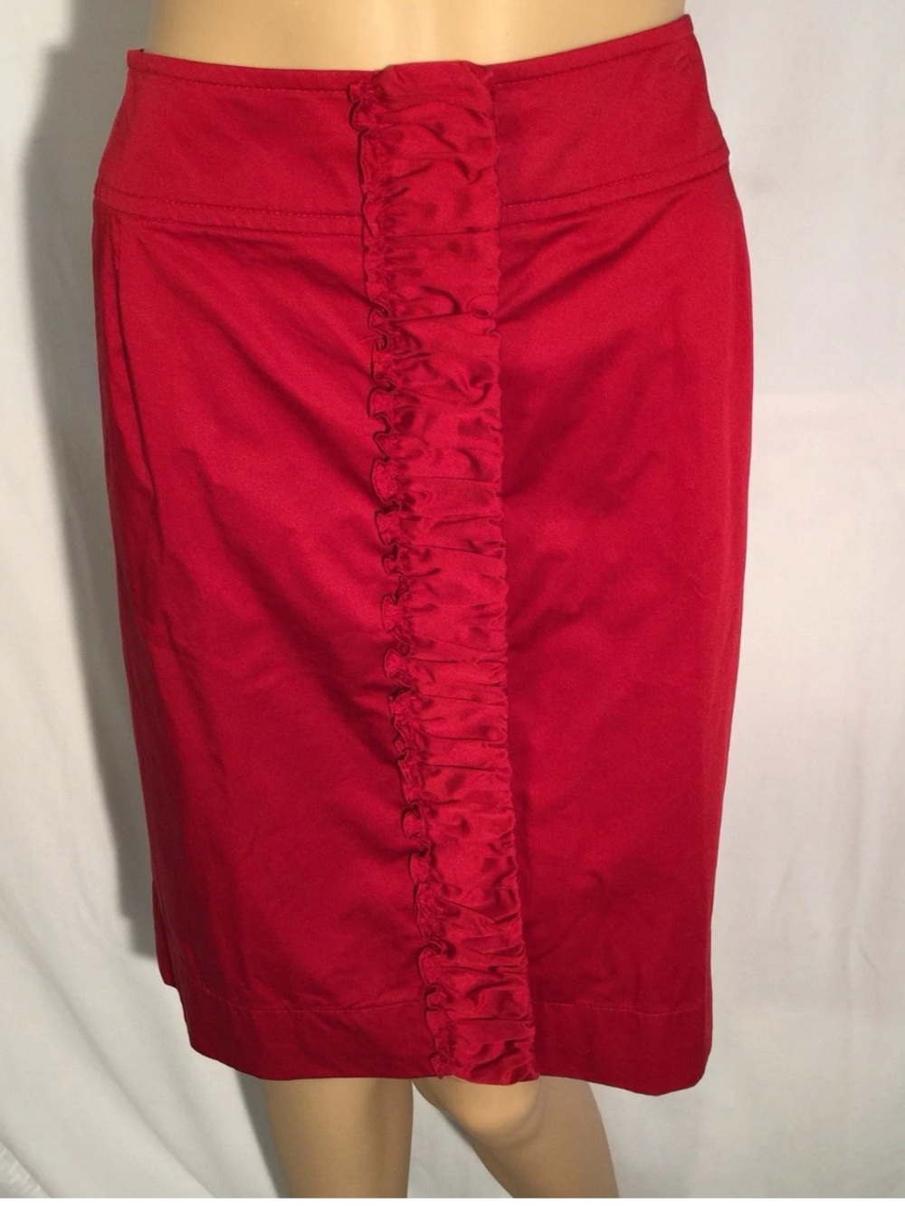 Talbots Red Pencil Skirt with Center Ruffle Detail New Size 12